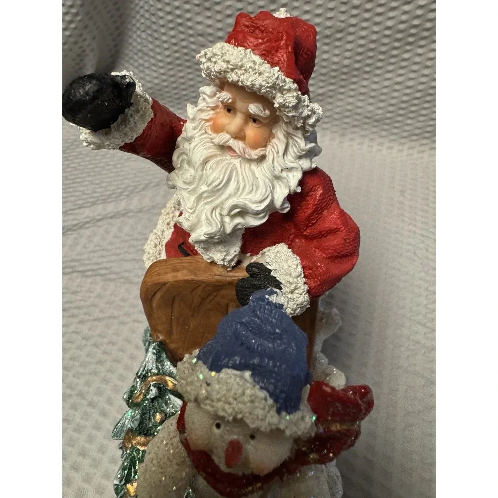 Vintage Santas Collection #99990 Santa and 2 Snowmen on a Sleigh Resin EUC